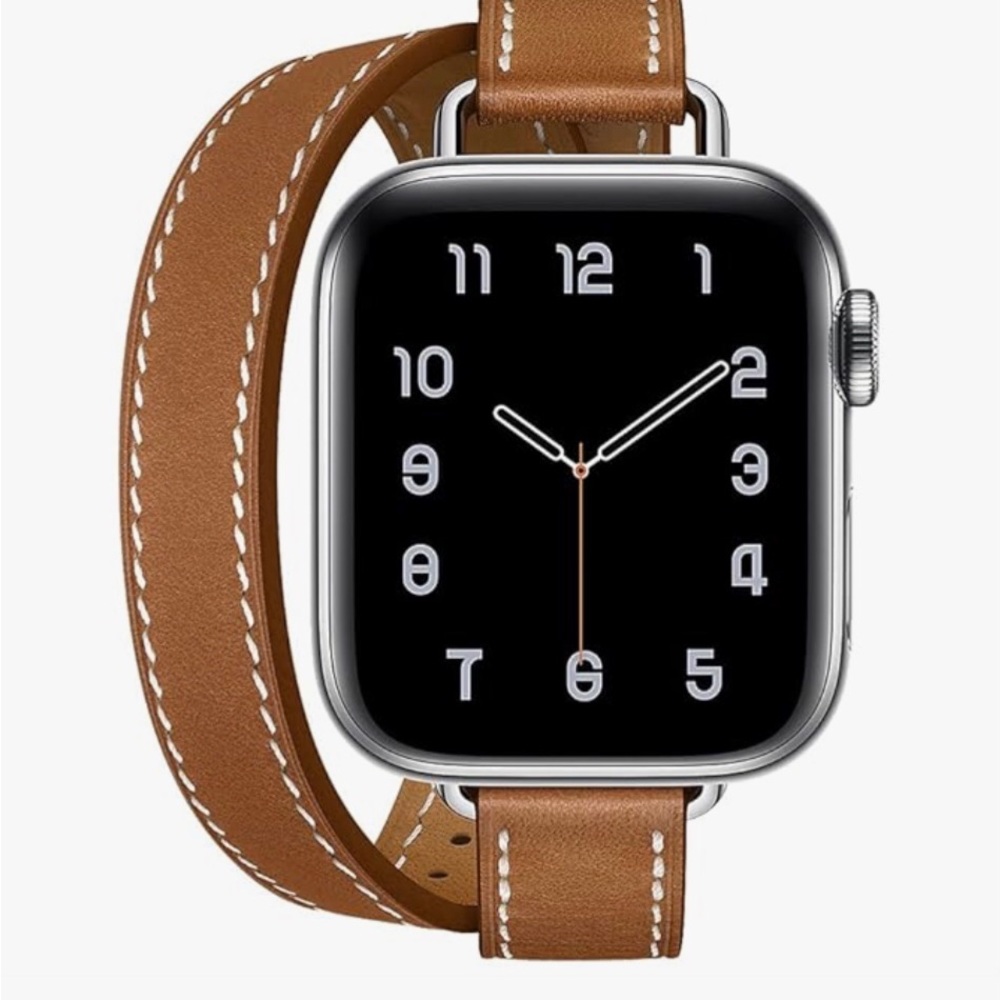 Brown Leather Double Wrap Watch Band Similar to Hermes’ Double Tour